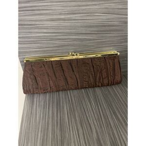 Brown Evening Clutch Purse Loreal Professional‎ Womens Bag Satin Vintage u